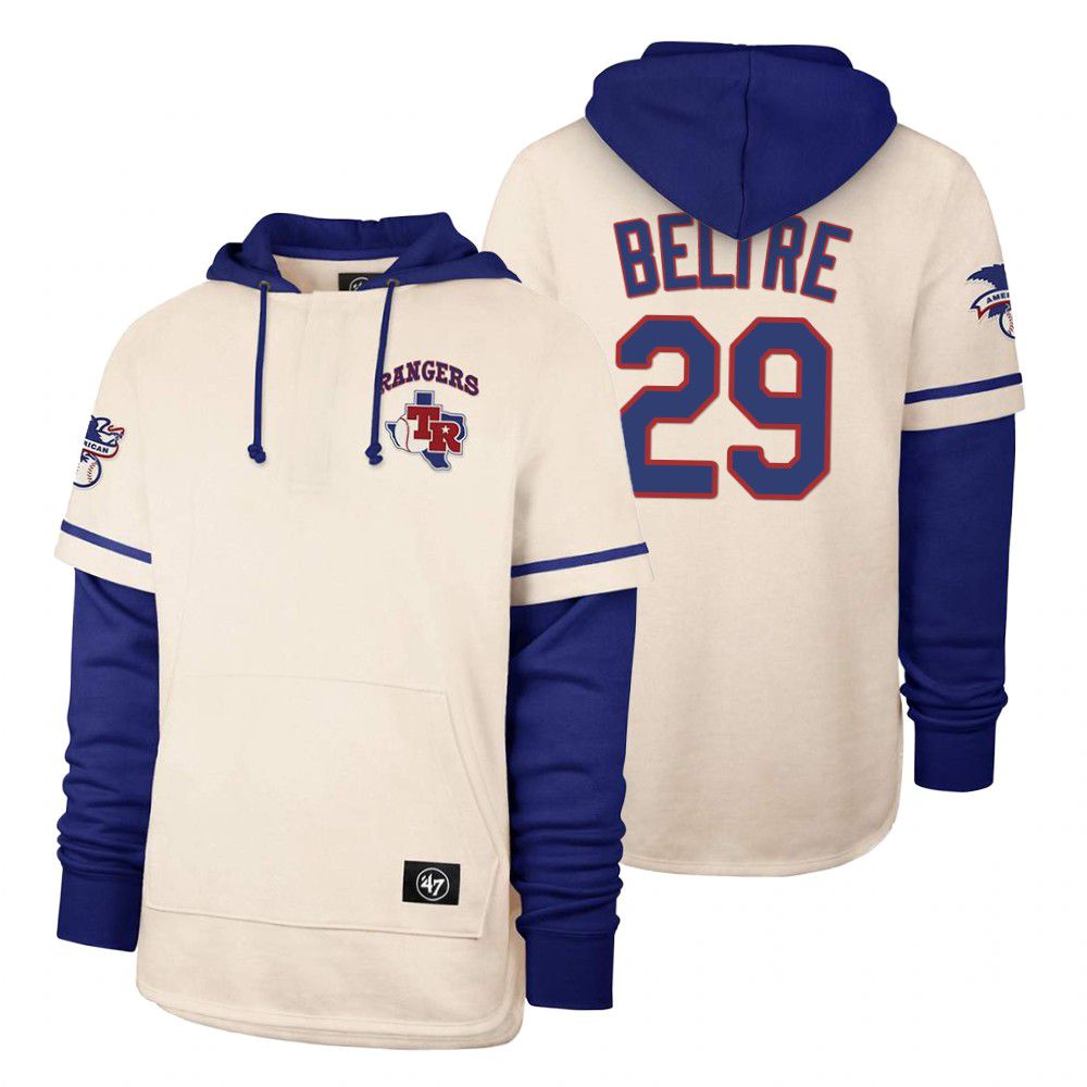 Men Texas Rangers #29 Belire Cream 2021 Pullover Hoodie MLB Jersey->texas rangers->MLB Jersey